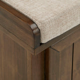 Homelegance By Top-Line Nikita Storage Bench with Linen Seat Cushion Brown Wood