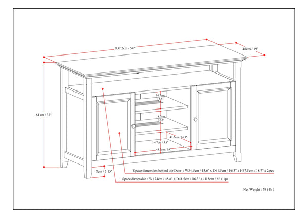 English Elm Amherst 54-Inch Solid Wood Tv Media Stand In Fog Grey - Stylish Storage With Cable Management Solutions B136P158375