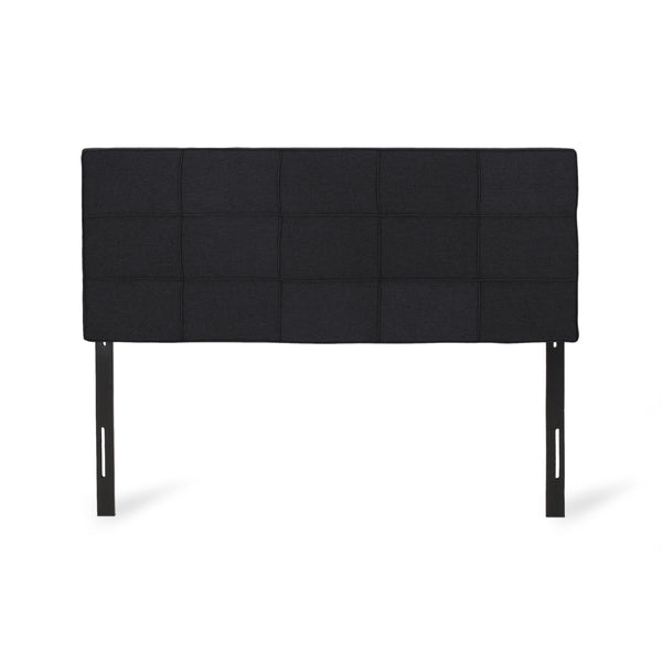English Elm Christopher Knight Home® - Queen Tufted Linen Headboard with Piped Edges, Adjustable Height 48.5–53", Modern Waffle Stitch Plush Black 66868.00BLK
