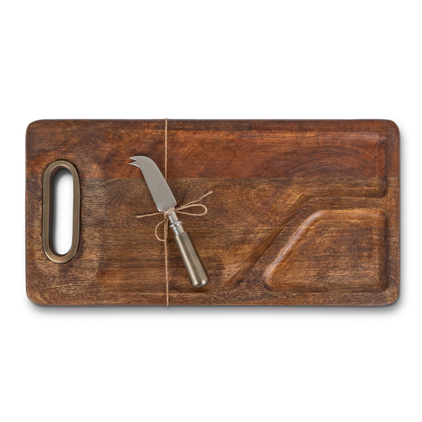 Mango Wood Cutting Board with Cheese Knife, 16" EAW95962 Park Hill