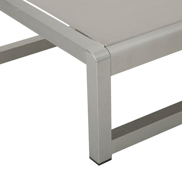 English Elm Christopher Knight Home® - Outdoor Chaise Lounge Set of 2 — Adjustable Aluminum Frame, Breathable Textilene Mesh Seating, Grey 77.5" 62397.00ECRMP2