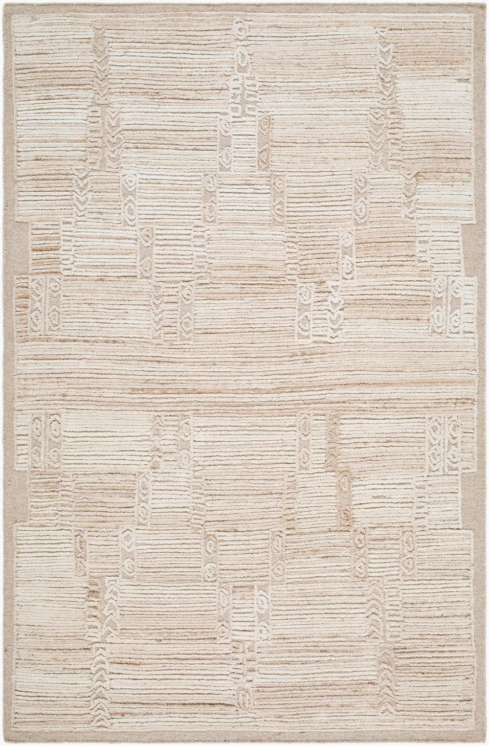 Livabliss Marco Handwoven Cotton Wool Moroccan Geometric Rug Artisan Low Pile Entryway Accent Beige, Cream 5' x 7'6" MXO2300-576