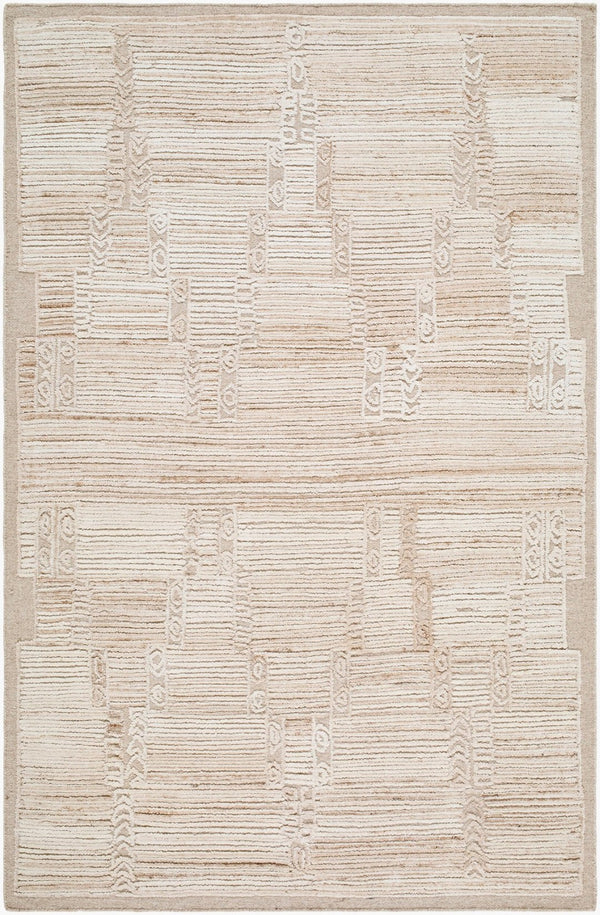 Livabliss Marco Handwoven Cotton Wool Moroccan Geometric Rug Artisan Low Pile Entryway Accent Beige, Cream 5' x 7'6" MXO2300-576
