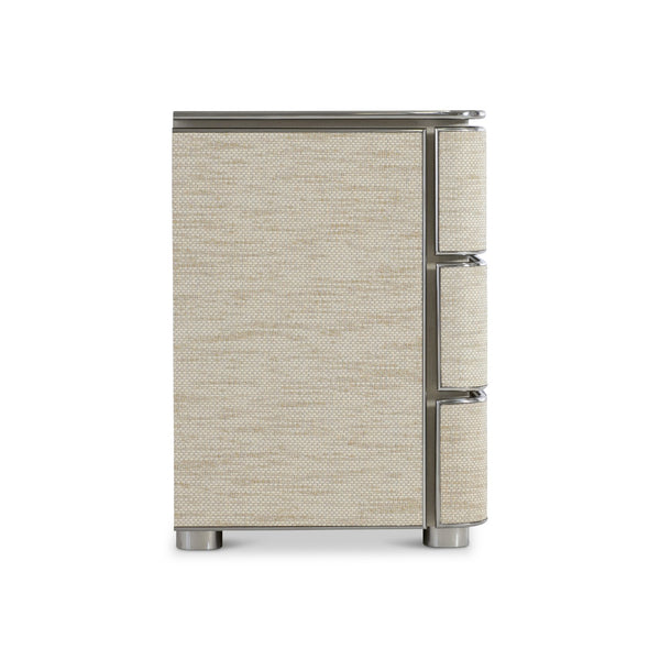 Bernhardt Bernhardt Corinne Nightstand With Woven Drawer Fronts, Soft-Close Storage, Usb A+C Charging, Ecru Finish 357232