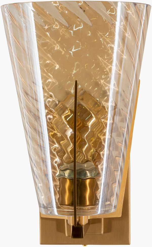 Surya Maxton Elegant 12" Wall Sconce - Stylish Metal & Glass Lighting For Inviting Ambiance In Any Room Fixture, Metallic ,Brass Iron,Glass Mxt-001