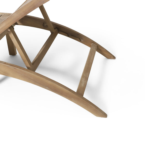 English Elm Christopher Knight Home® - BENFIELD Chaise Lounge Light Brown Wicker with Acacia Wood Frame, Weather-Resistant Reclining Comfort 73261.00MLBRN