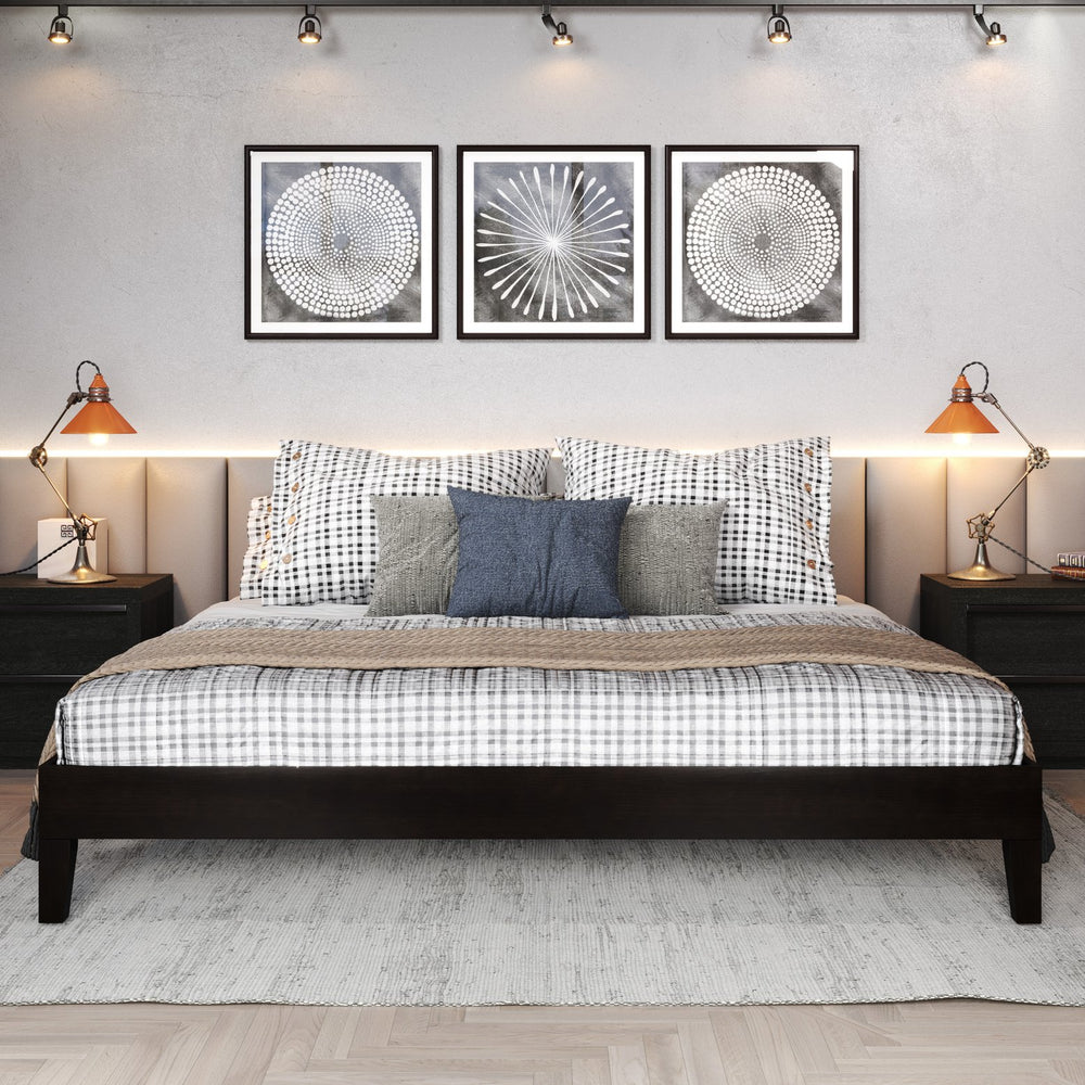 English Elm Steve Silver - Nix King Platform Bed Black with 6.5" Underbed Storage, 28-Slat Dual-Zone Support & Scratch-Proof Feet B081P156988