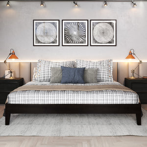 English Elm Steve Silver - Nix King Platform Bed Black with 6.5" Underbed Storage, 28-Slat Dual-Zone Support & Scratch-Proof Feet B081P156988