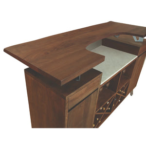693045 COSMOPOLITAN BAR: Rustic Acacia Wood with Marble Top, Wine Storage & Metal Accents for Home