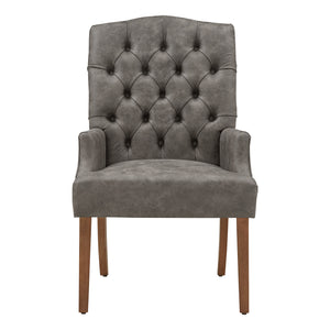 Homelegance By Top-Line Amina Light Distressed Natural Finish Linen Tufted Dining Chair Grey Wood