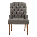 Homelegance By Top-Line Amina Light Distressed Natural Finish Linen Tufted Dining Chair Grey Wood