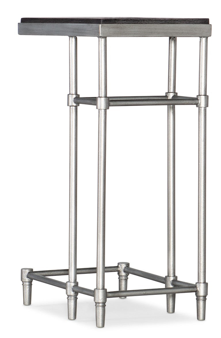 Hooker Furniture St. Armand Chairside Table With C-Shaped Slide-Over Design, Acacia Wood Top & Pewter Metal Base Blacks 5601-80115-BLK