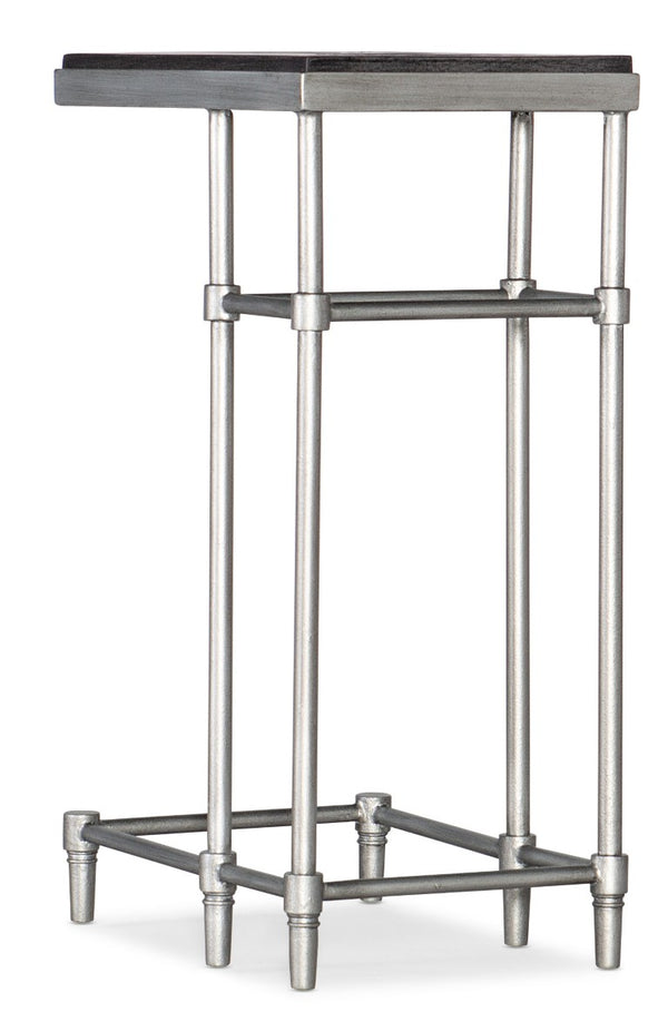 Hooker Furniture St. Armand Chairside Table With C-Shaped Slide-Over Design, Acacia Wood Top & Pewter Metal Base Blacks 5601-80115-BLK