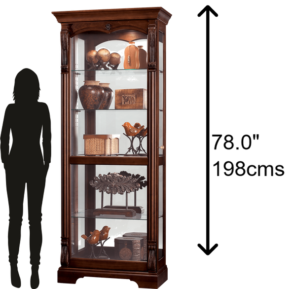 Hekman Furniture 680501 Bernadette Curio Cabinet - Antique Glass Display With Adjustable Shelves & Locking Door Hampton Cherry Bernadette Curio Cabinet 680501