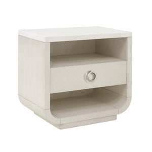 Brighton Stone Top Accent Nightstand with Storage Drawer and USB Port White, North Star Finish P378141 Pulaski Furniture