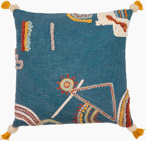 Surya Mystic Bohemian Global Pillow 20” X 20” – Luxurious Cotton Accent For Exotic Home Decor Bliss Blue Cotton,Cotton Myc001-2020