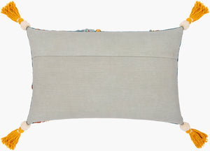 Surya Mystic Bohemian Global Lumbar Pillow - 14"L X 22"W, Luxurious Cotton, Vibrant Design For Home Decor Blue Cotton,Cotton Myc001-1422p