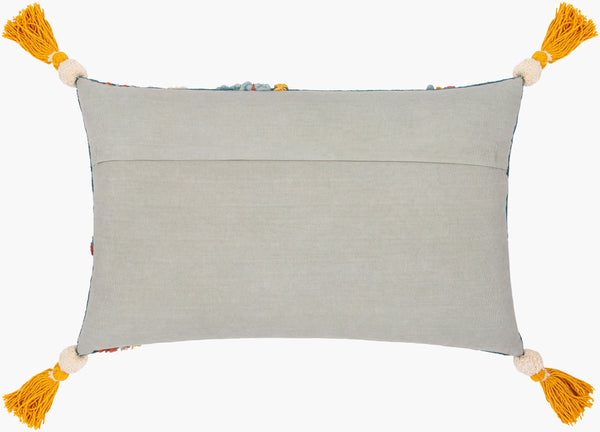 Surya Mystic Bohemian Global Lumbar Pillow - 14"L X 22"W, Luxurious Cotton, Vibrant Design For Home Decor Blue Cotton,Cotton Myc001-1422p