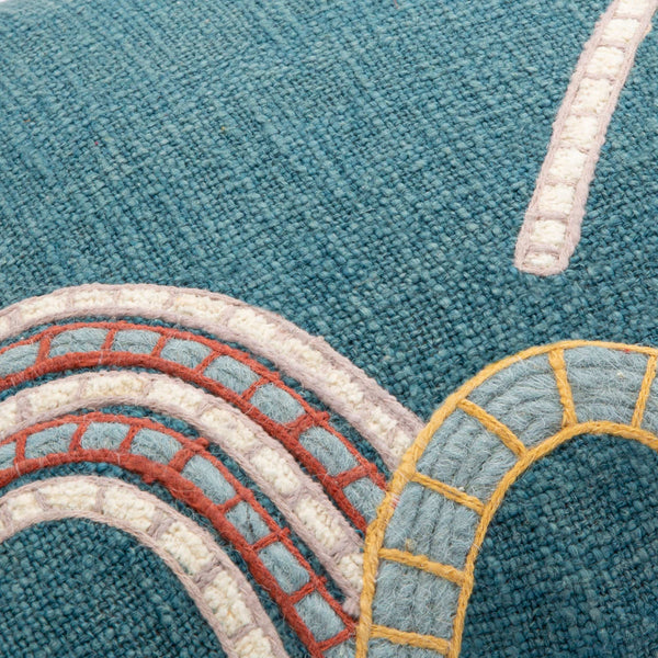 Surya Mystic Bohemian Global Lumbar Pillow - 14"L X 22"W, Luxurious Cotton, Vibrant Design For Home Decor Blue Cotton,Cotton Myc001-1422p