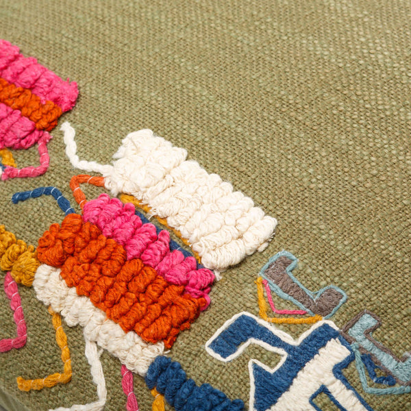 Surya Mystic Bohemian Global Lumbar Pillow - 14"L X 22"W, Luxurious Cotton, Vibrant Design For Home Decor Dusty Sage Cotton,Cotton Myc002-1422