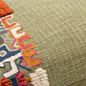 Surya Mystic Bohemian Global Lumbar Pillow - 14"L X 22"W, Luxurious Cotton, Vibrant Design For Home Decor Dusty Sage Cotton,Cotton Myc002-1422