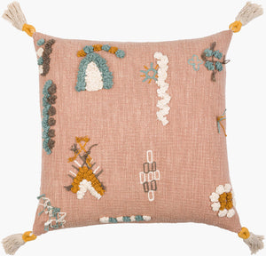 Surya Mystic Bohemian Global Pillow 20” X 20” – Luxurious Cotton Accent For Exotic Home Decor Bliss Dusty Pink Cotton,Cotton Myc003-1818d