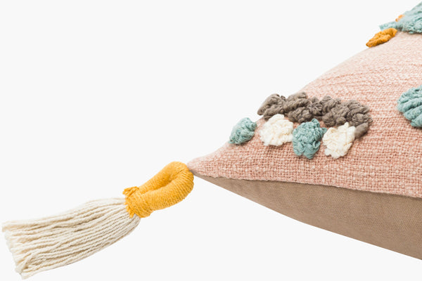 Surya Mystic Bohemian Global Lumbar Pillow - 14"L X 22"W, Luxurious Cotton, Vibrant Design For Home Decor Dusty Pink Cotton,Cotton Myc003-1422