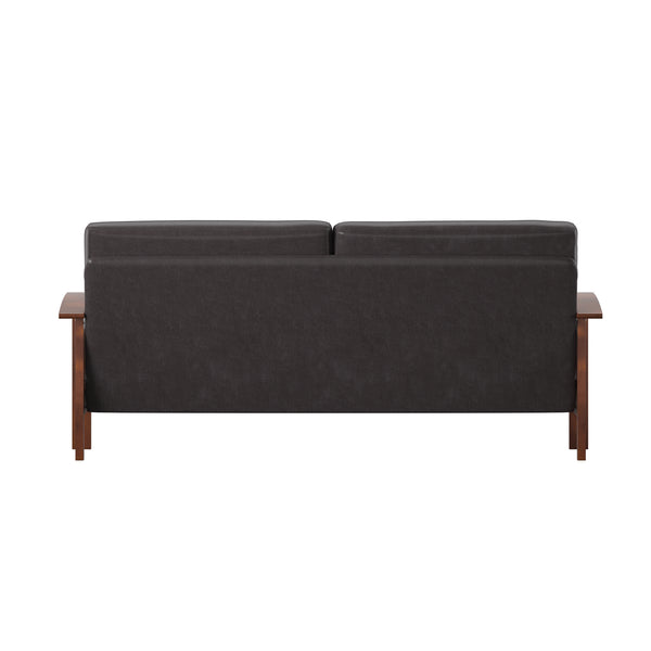 Homelegance By Top-Line Parcell Mission-Style Wood Sofa Brown Rubberwood
