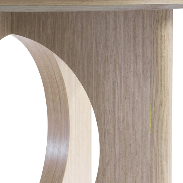 Bernhardt Bernhardt Modulum Sculptural Round Dining Table In Sahara Wood With 20" Leaf, Midcentury-Modern Flair K1821