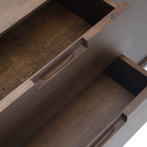 English Elm Banting Mid Century Sideboard Walnut Brown – Solid Rubberwood, Metal Frame, 4 Drawers & Adjustable Shelves B136P158464