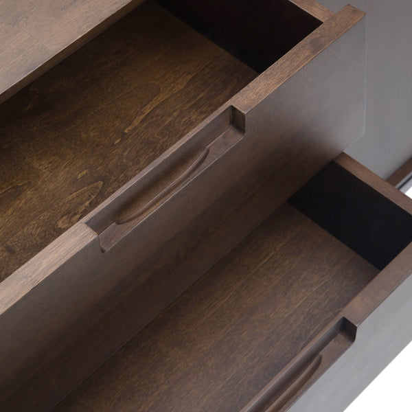 English Elm Banting Mid Century Sideboard Walnut Brown – Solid Rubberwood, Metal Frame, 4 Drawers & Adjustable Shelves B136P158464