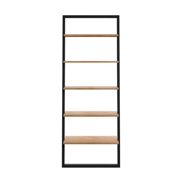 Homelegance By Top-Line Haddon Two-Tone Leaning Ladder Bookcase Oak Wood
