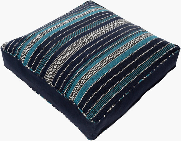 Surya Maya Cozy 30"L X 30"W Floor Pillow - Stylish Cotton-polyester Blend For Comfort & Relaxation Ink Blue Cotton,Polyester,Cotton,Polybeads Myp006-26265