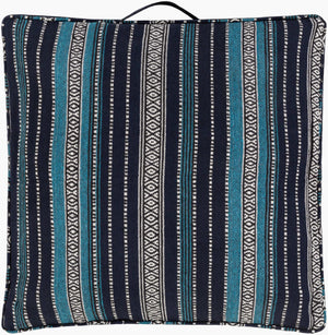 Surya Maya Cozy 30"L X 30"W Floor Pillow - Stylish Cotton-polyester Blend For Comfort & Relaxation Ink Blue Cotton,Polyester,Cotton,Polybeads Myp006-26265