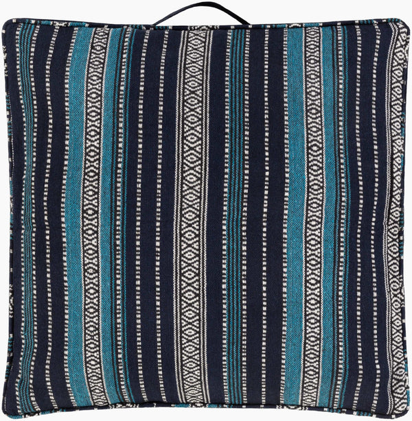Surya Maya Cozy 30"L X 30"W Floor Pillow - Stylish Cotton-polyester Blend For Comfort & Relaxation Ink Blue Cotton,Polyester,Cotton,Polybeads Myp006-26265