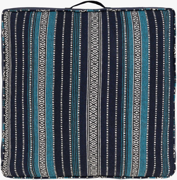 Surya Maya Cozy 30"L X 30"W Floor Pillow - Stylish Cotton-polyester Blend For Comfort & Relaxation Ink Blue Cotton,Polyester,Cotton,Polybeads Myp006-26265