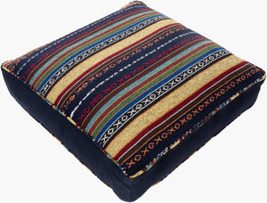 Surya Maya Cozy 30"L X 30"W Floor Pillow - Stylish Cotton-polyester Blend For Comfort & Relaxation Ink Blue Cotton,Polyester,Cotton,Polybeads Myp008-26265