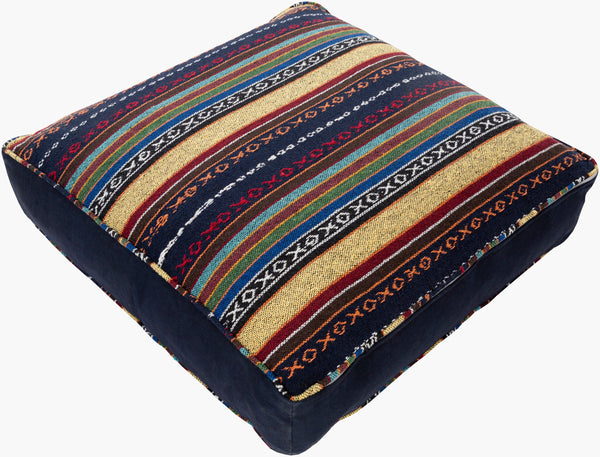 Surya Maya Cozy 30"L X 30"W Floor Pillow - Stylish Cotton-polyester Blend For Comfort & Relaxation Ink Blue Cotton,Polyester,Cotton,Polybeads Myp008-26265