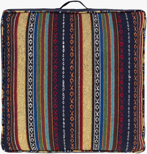 Surya Maya Cozy 30"L X 30"W Floor Pillow - Stylish Cotton-polyester Blend For Comfort & Relaxation Ink Blue Cotton,Polyester,Cotton,Polybeads Myp008-26265