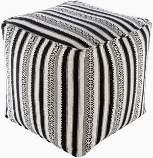 Surya Maya 18-inch Pouf - Global Inspired Design For Eclectic Charm And Durable, Stylish Home Decor Black Cotton,Polyester,Cotton,Polybeads Mypf001-181818