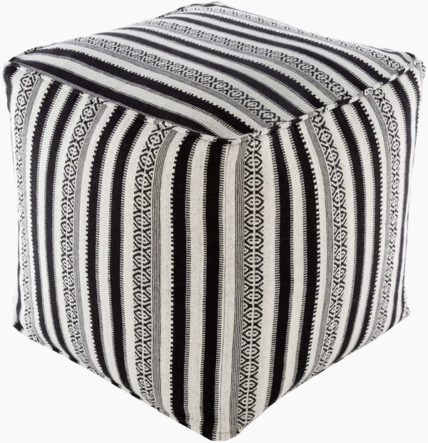 Surya Maya 18-inch Pouf - Global Inspired Design For Eclectic Charm And Durable, Stylish Home Decor Black Cotton,Polyester,Cotton,Polybeads Mypf001-181818
