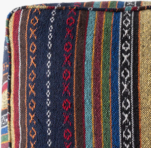 Surya Maya 18-inch Pouf - Global Inspired Design For Eclectic Charm And Durable, Stylish Home Decor Ink Blue Cotton,Polyester,Cotton,Polybeads Mypf004-181818