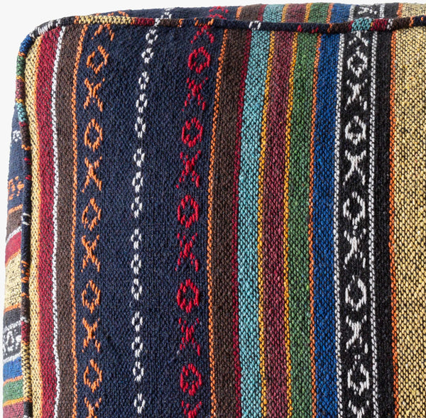 Surya Maya 18-inch Pouf - Global Inspired Design For Eclectic Charm And Durable, Stylish Home Decor Ink Blue Cotton,Polyester,Cotton,Polybeads Mypf004-181818