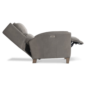 Bernhardt Bernhardt Weller Gray Leather Power Motion Chair With Pop-Up Headrest Usb Port Plush Stitching 231RLCO