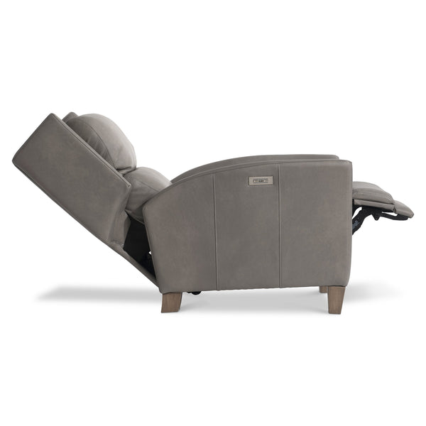 Bernhardt Bernhardt Weller Gray Leather Power Motion Chair With Pop-Up Headrest Usb Port Plush Stitching 231RLCO