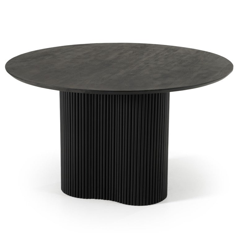 VIG Furniture Myra Solid Mango Wood Round Dining Table In Modern Black Finish — Seats 4, Pedestal Base, Durable 92 VGNR-NI90064-BLK