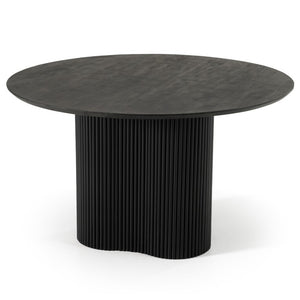 VIG Furniture Myra Solid Mango Wood Round Dining Table In Modern Black Finish — Seats 4, Pedestal Base, Durable 92 VGNR-NI90064-BLK