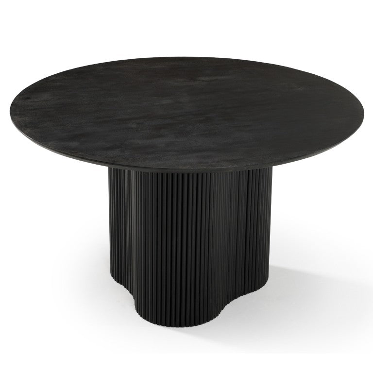 VIG Furniture Myra Solid Mango Wood Round Dining Table In Modern Black Finish — Seats 4, Pedestal Base, Durable 92 VGNR-NI90064-BLK