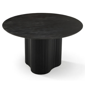 VIG Furniture Myra Solid Mango Wood Round Dining Table In Modern Black Finish — Seats 4, Pedestal Base, Durable 92 VGNR-NI90064-BLK