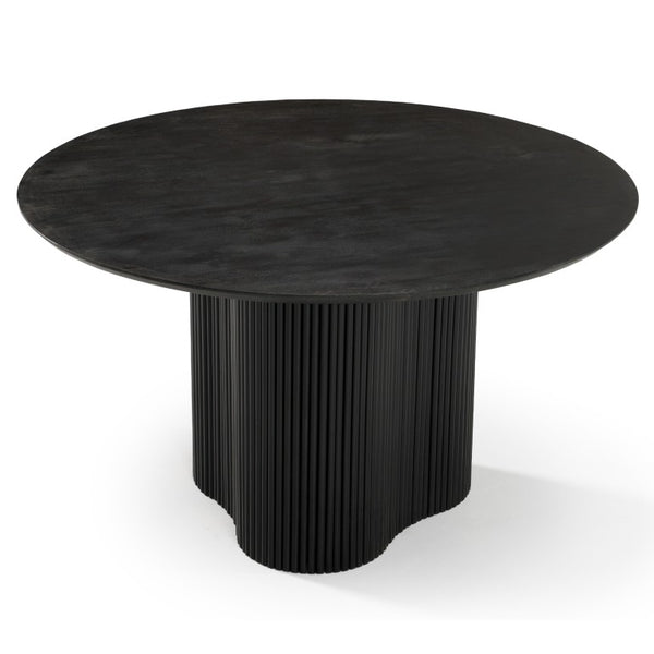 VIG Furniture Myra Solid Mango Wood Round Dining Table In Modern Black Finish — Seats 4, Pedestal Base, Durable 92 VGNR-NI90064-BLK